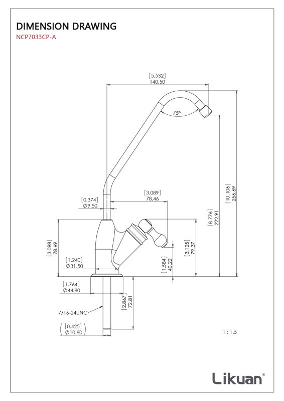 Likuan NCP7033CP-A-DD Modeli Su Arıtma Musluğu