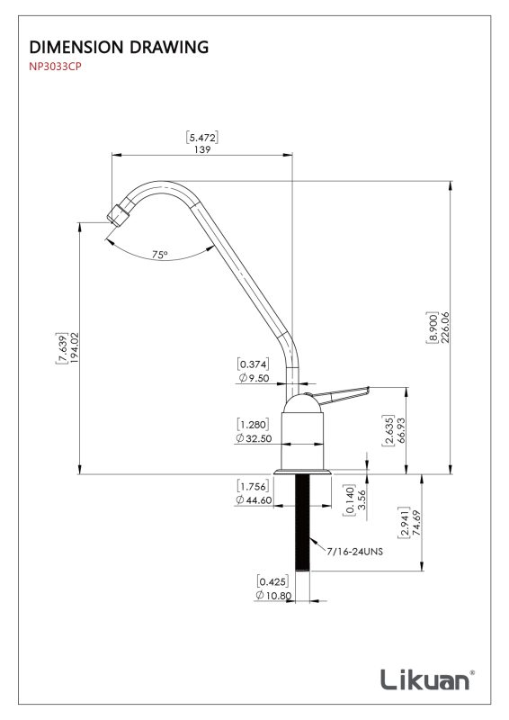 Likuan NP3033CP-DD Modeli Su Arıtma Musluğu