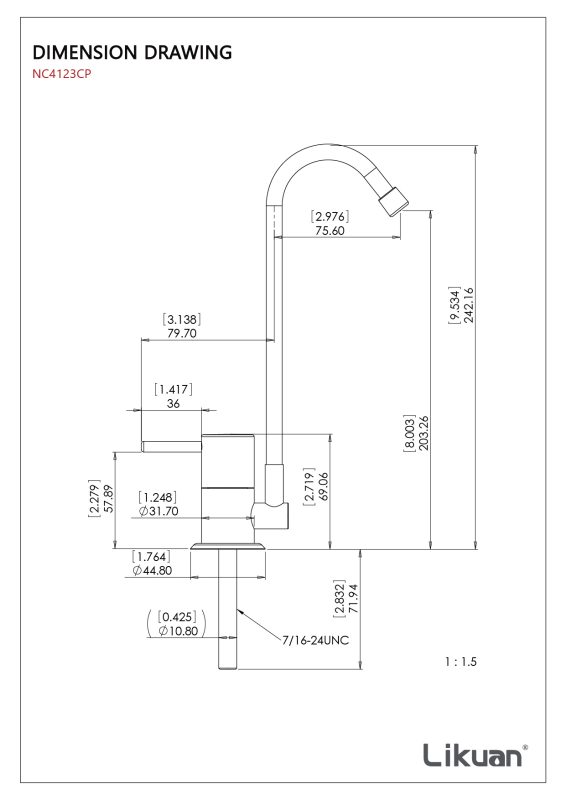 Likuan NC4123CP-DD Modeli Su Arıtma Musluğu