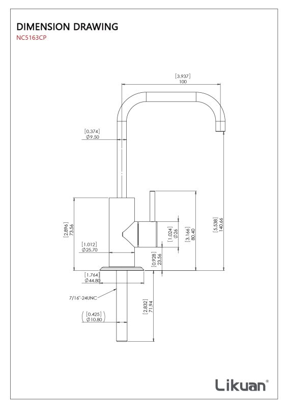 Likuan NC5163CP-DD Modeli Su Arıtma Musluğu