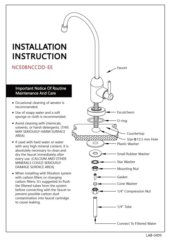 Likuan NCE08N3CP-II Modeli Su Arıtma Musluğu