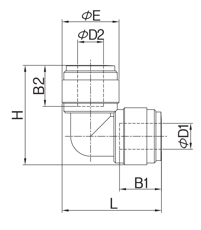 CDC Fluidfit HUL 1/4 L Fittings Ölçüleri