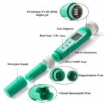 Yieryi 10'u 1 Arada Su Kalitesi Test Cihazı pH/TDS/EC/Tuzluluk/Sıcaklık/S.G/ORP/H2/Verimlilik/Direnç Ölçer
