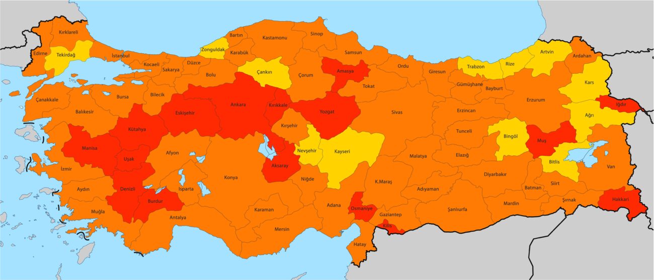 Türkiye İlleri Su Sertlik Haritası
