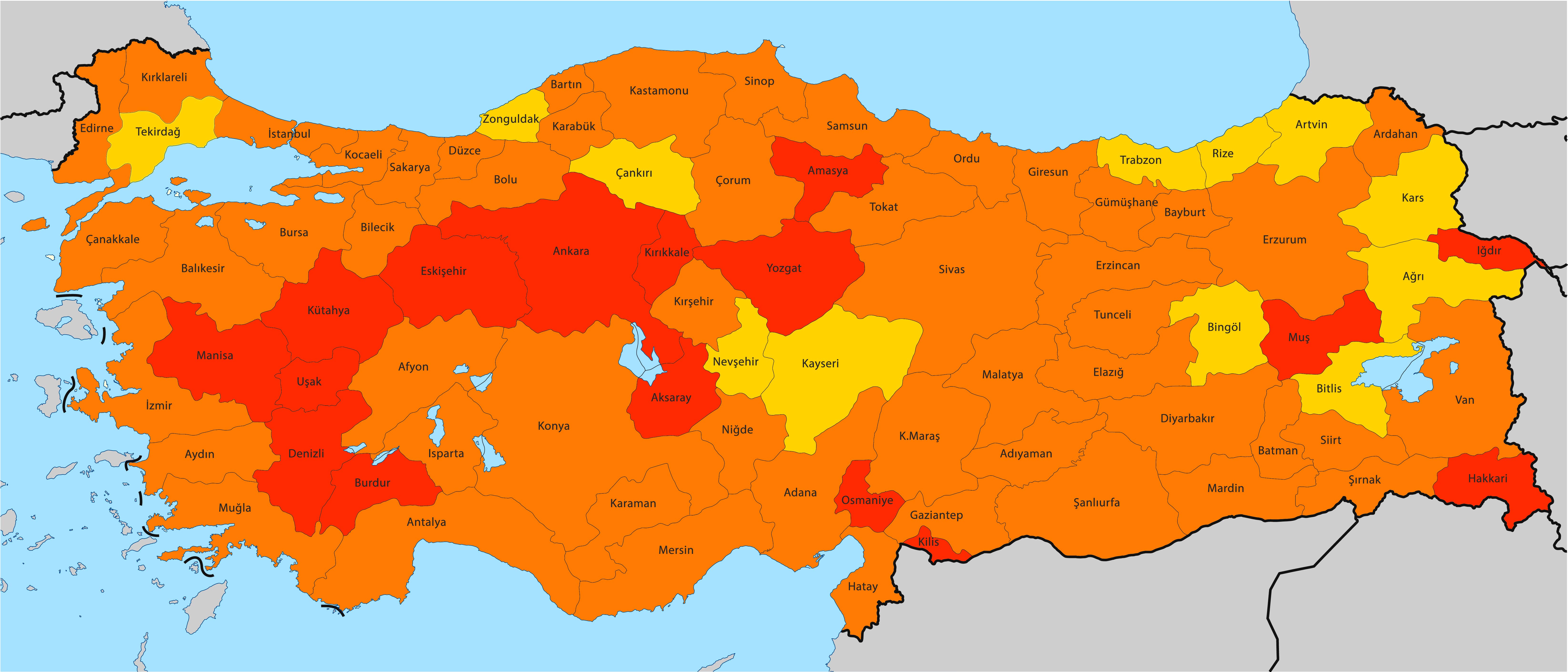 Türkiye Kireçli Su Sertlik Haritası