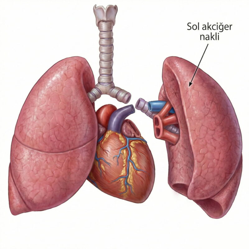 Sol akciğer naklisinin yakın planı